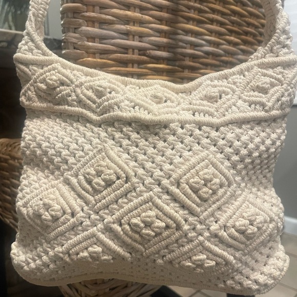 The Unbranded Brand Handbags - Handmade Macrame Shoulder Bag Boho Hippie Knit Woven Ivory Crossbody​
